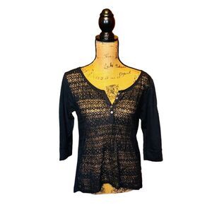 Hollister Women's Junior 3/4 sleeve Blue Lace Henley size M